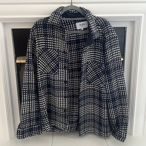 Wax London Medium Whiting Overshirt Shacket Navy / White